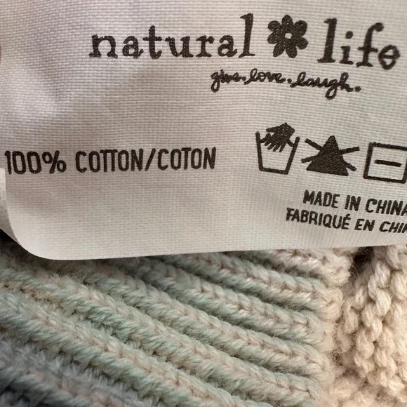 Natural Life Sweater L/XL Blue Cream Tie Dye Taylor Oversized Long Sleeve Cotton - Picture 8 of 9